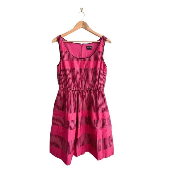 Max & Cleo Dress Pink Black Abstract Fit and Flare  Lined Pockets Women's 12 - Picture 1 of 8